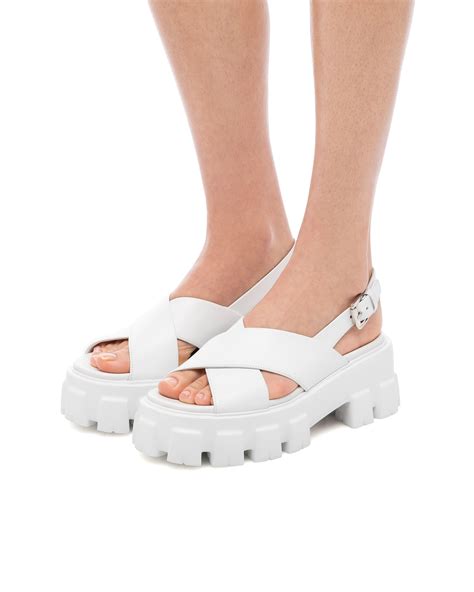 White Monolith Brushed Leather Sandals 